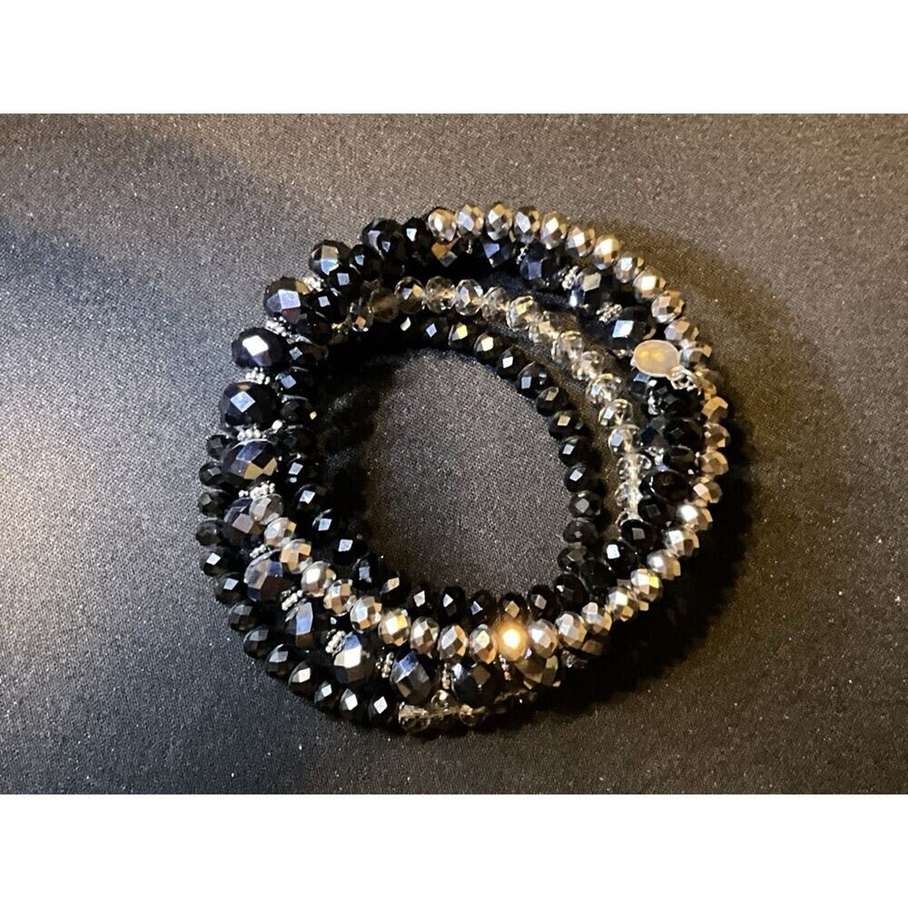 Ali Khan NY Faceted Beaded Memory Wire Crystal Bracelet